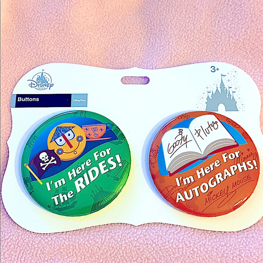 Four Original Disney Park Buttons